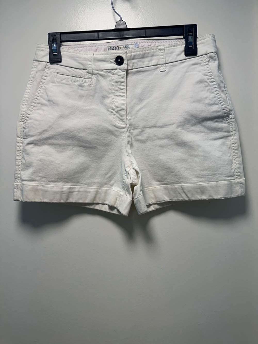 XOXO Cream Rolled-Hem Cotton Bermuda Shorts